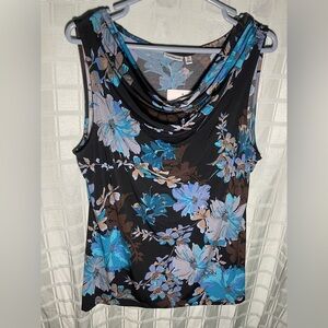 Croft & Barrow NWT Floral Blue and Gray Blouse XL